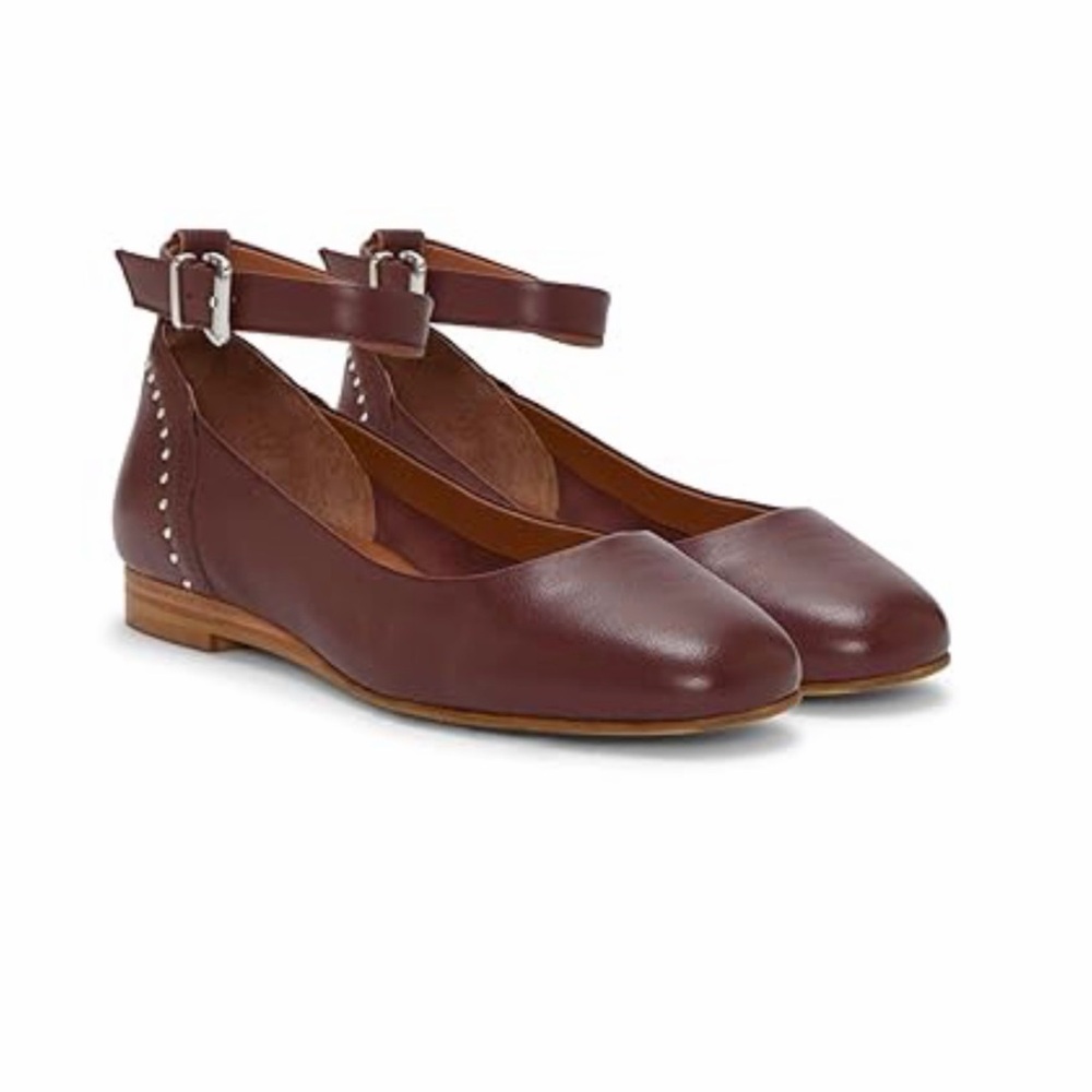 Lucky Brand Brown Burgundy Ankle Strap Flats